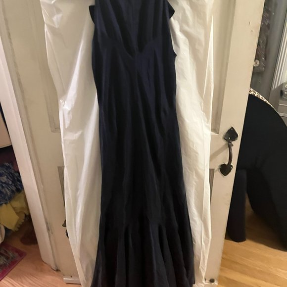 Rebecca Taylor Silk Charmeuse Ruffle Navy Dress- NTW- Size 6- Retail $695 - Picture 8 of 8